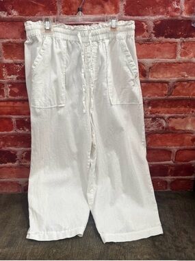 Gloria Vanderbilt Linen Capris Women’s White Small Wide Leg Summer Beach Pants